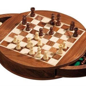 Coffret d'échecs rond - magnétique - case 19 mm